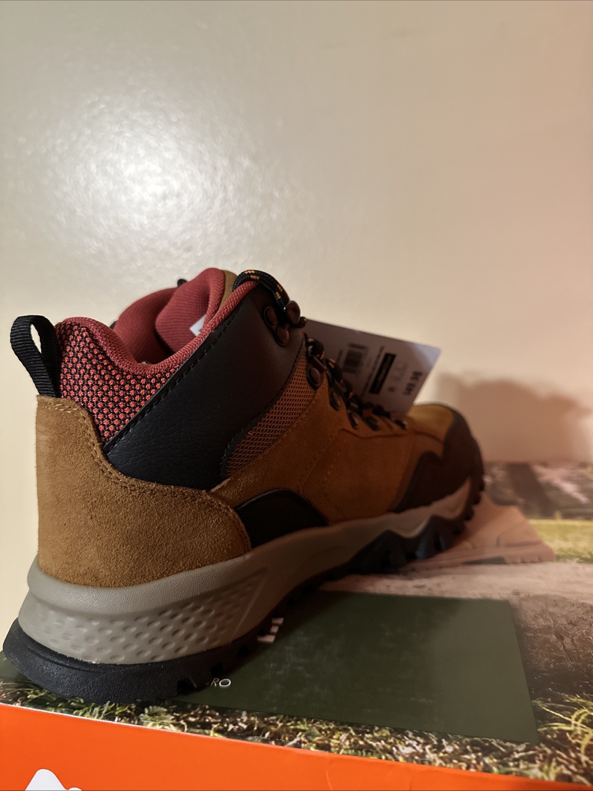Ozark Trail Men's Redline Mid Hiker Boots Color Tan waterproof leather