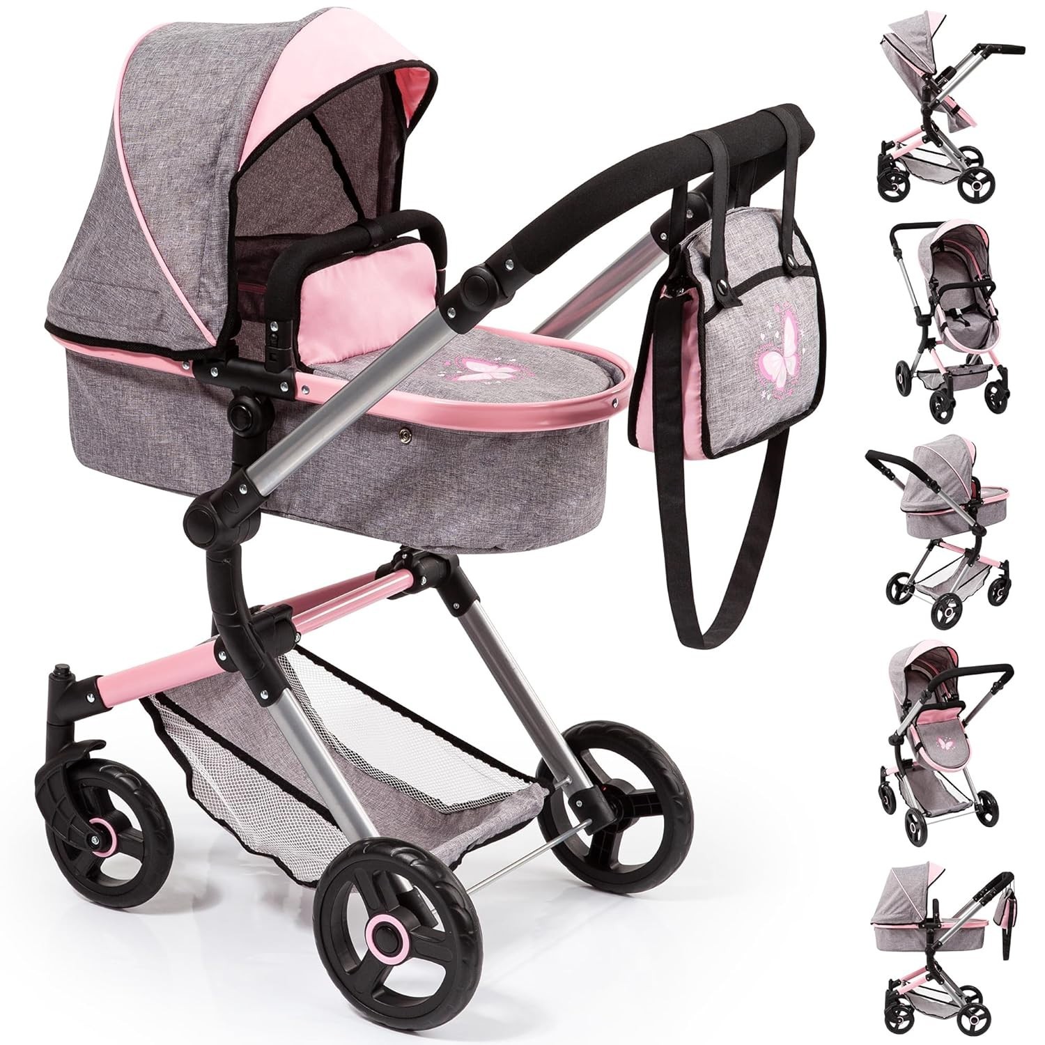 Coche Para Bebes Cochecito Para Niños Convertible Reversible Bassinet Pram Pink