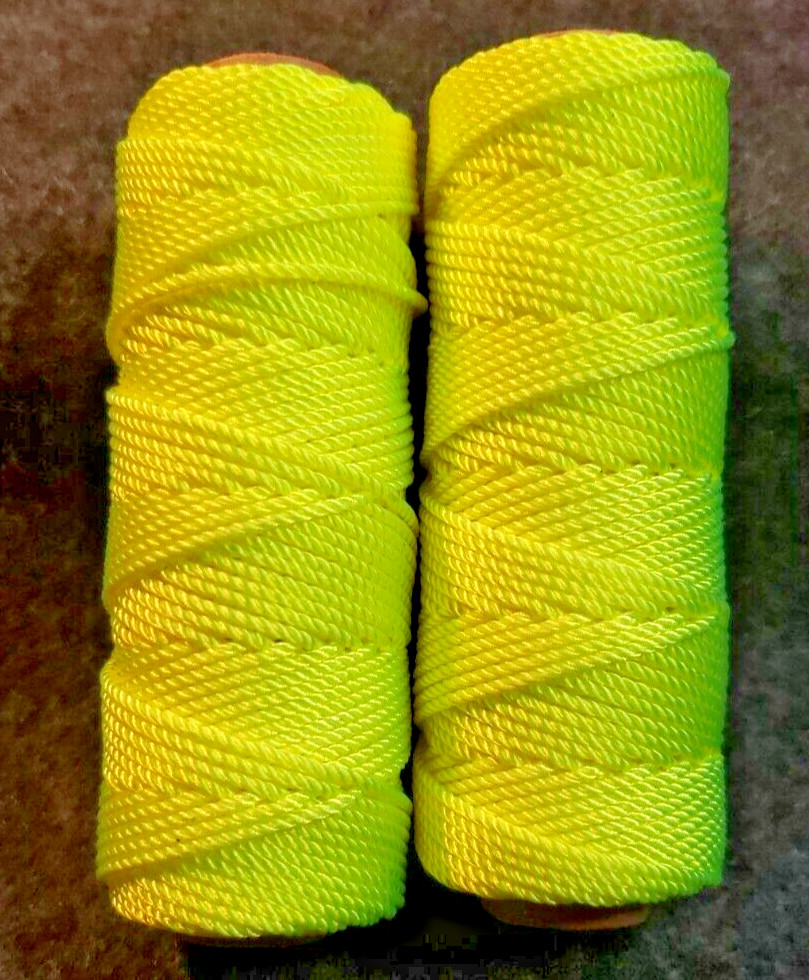 2 ROLLS Braided Nylon Twine  NEON YELLOW Twine YELLOW  (C13B3)