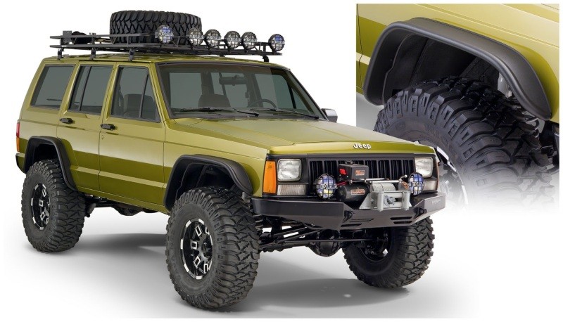 Bushwacker 10922-07 Flat Style Fender Flares 4pc for 1984–2001 Jeep Cherokee XJ