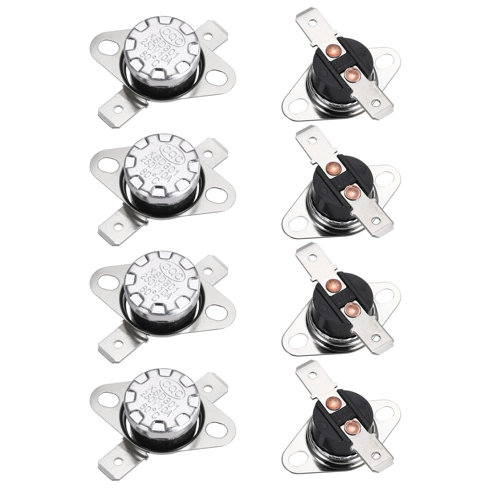 8PCS Temperature Control Switch Thermostat 80°C 10A N.C 6.3mm Pin