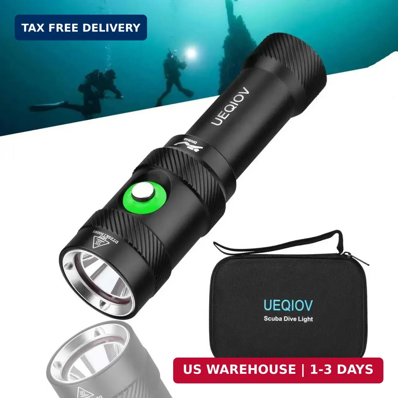 DQ-300 Scuba Diving Light, 4000 Lumens Super Bright Underwater Flashlight with 4