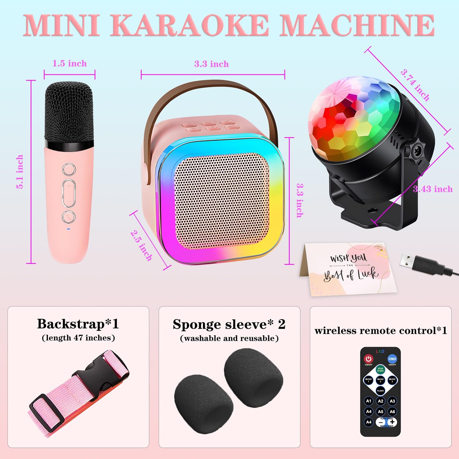Karaoke Machine for Kids, Portable Bluetooth Speaker with 2 Wireless Micropho...
