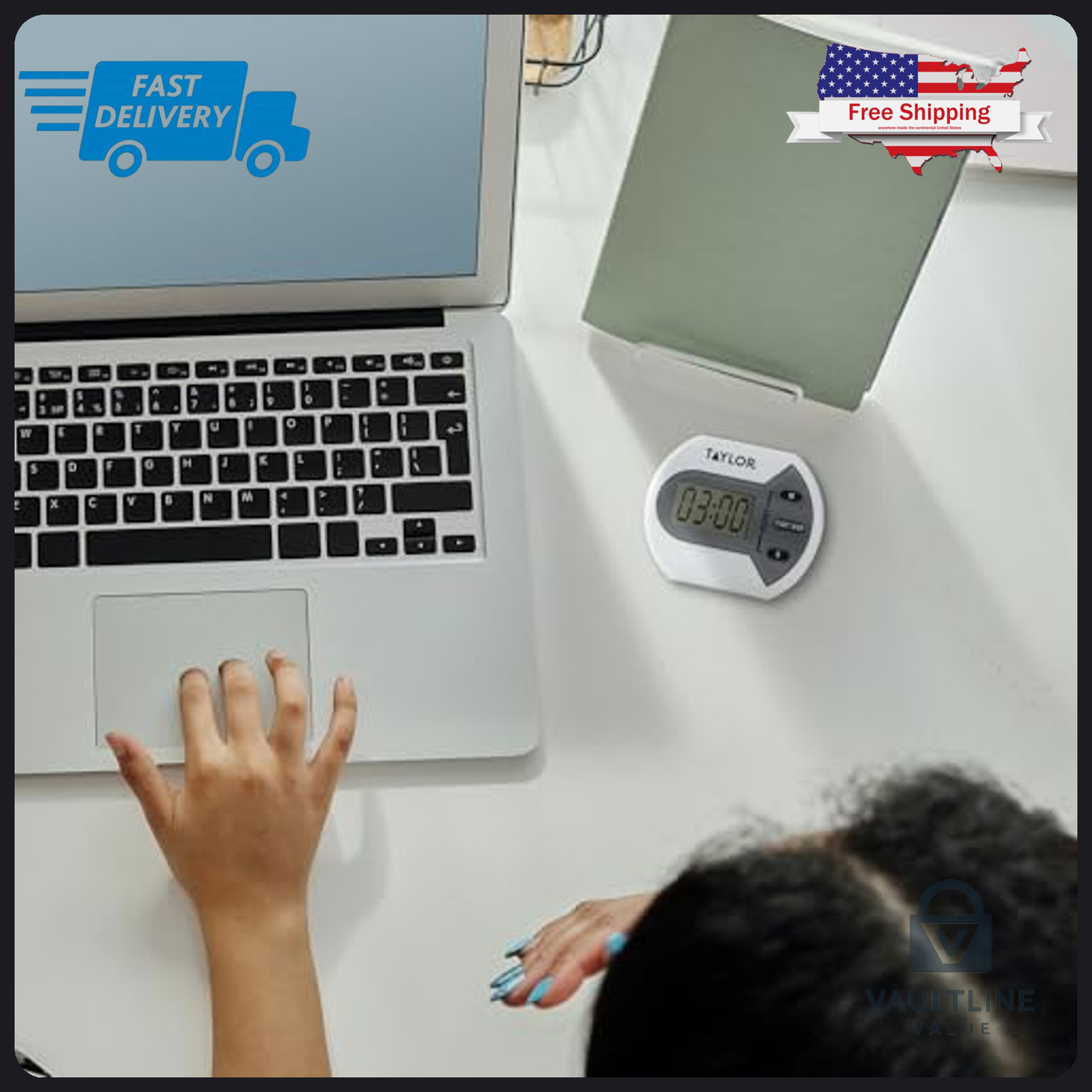 Taylor Digital Kitchen Timer with LCD Display and Magnetic Mount