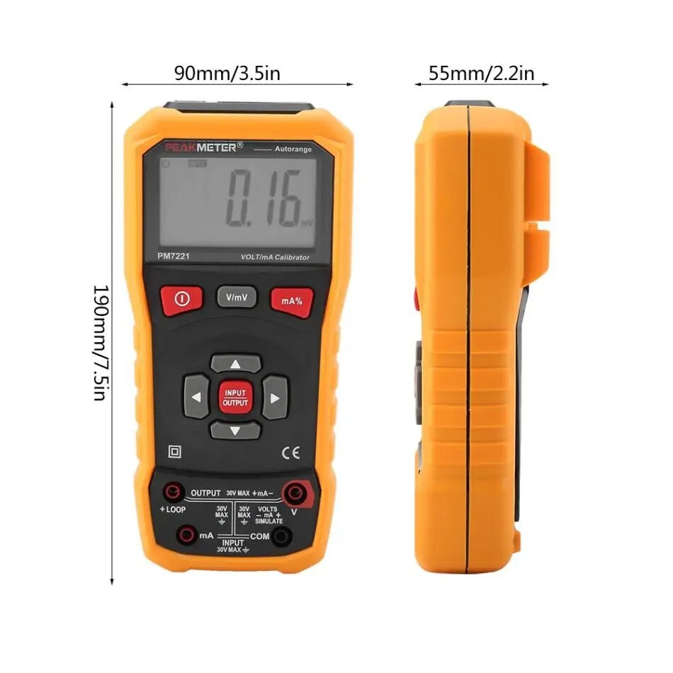PEAKMETER Digital Process Calibrator 24mA Signal Generator Current Voltage Meter
