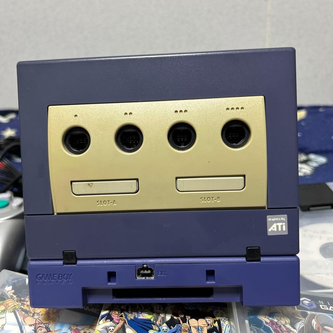 Nintendo GameCube Violet Console + Gameboy Player + Startup Disc + Games Working
