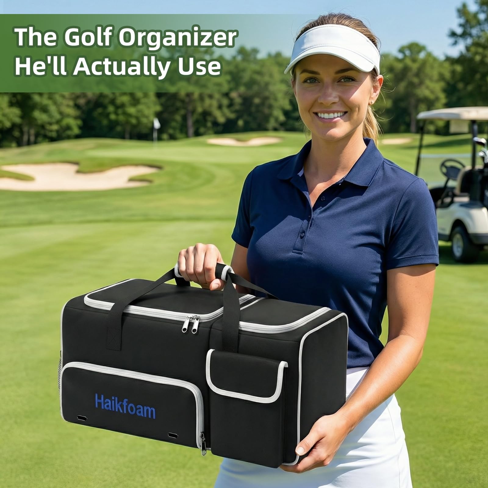 Golf Trunk Organizer, 2-Layer Car Locker with Ventilated Shoe Compartment for 2