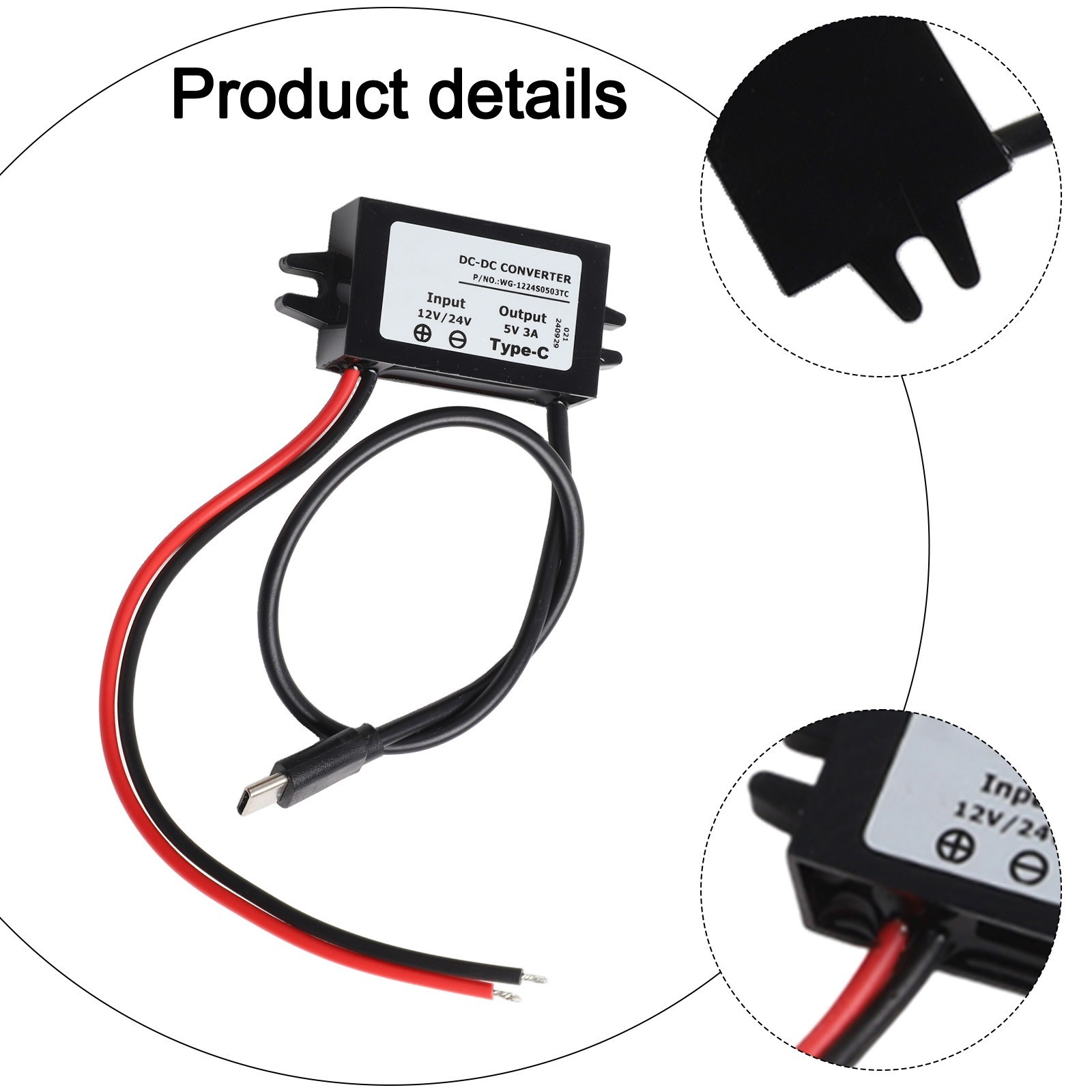 2 PCS Waterproof USB C DCDC Power Adapter for Converting DC Voltage to USB