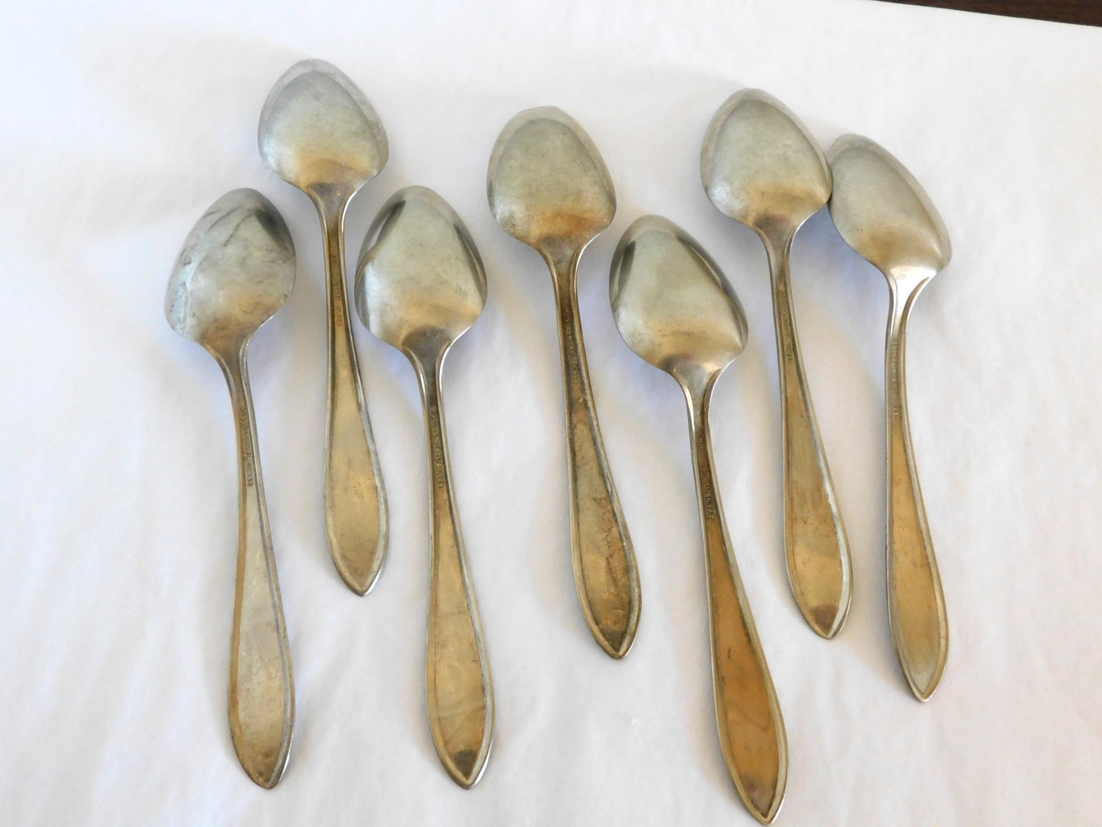 7 Teaspoons - ROGERS NICKEL SILVER - Scroll Leaf Pattern #P73