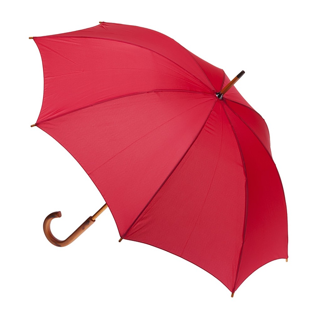 Clifton Wood Shaft & Handle Umbrella Red