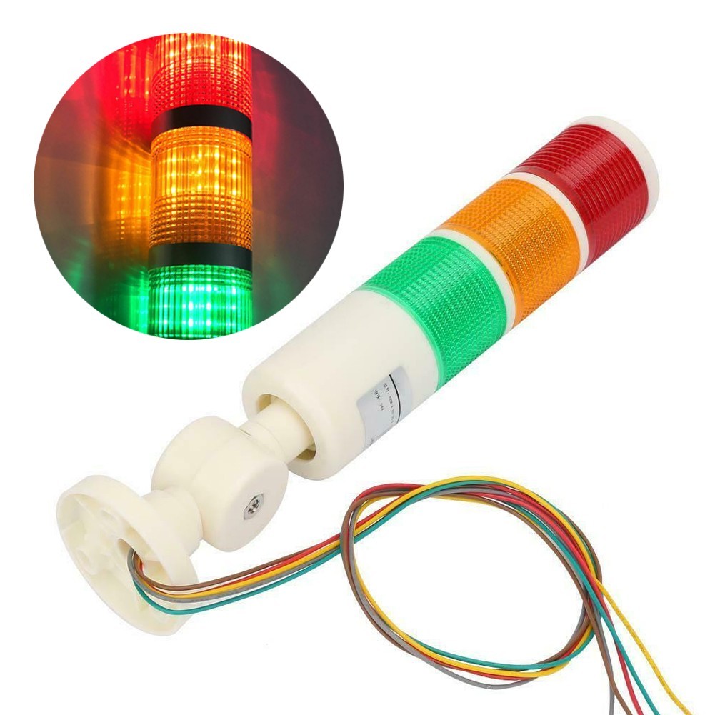 Red Green Yellow Led Stack Light Alarm Signal Tower Lamp W/Buzzer 12V New