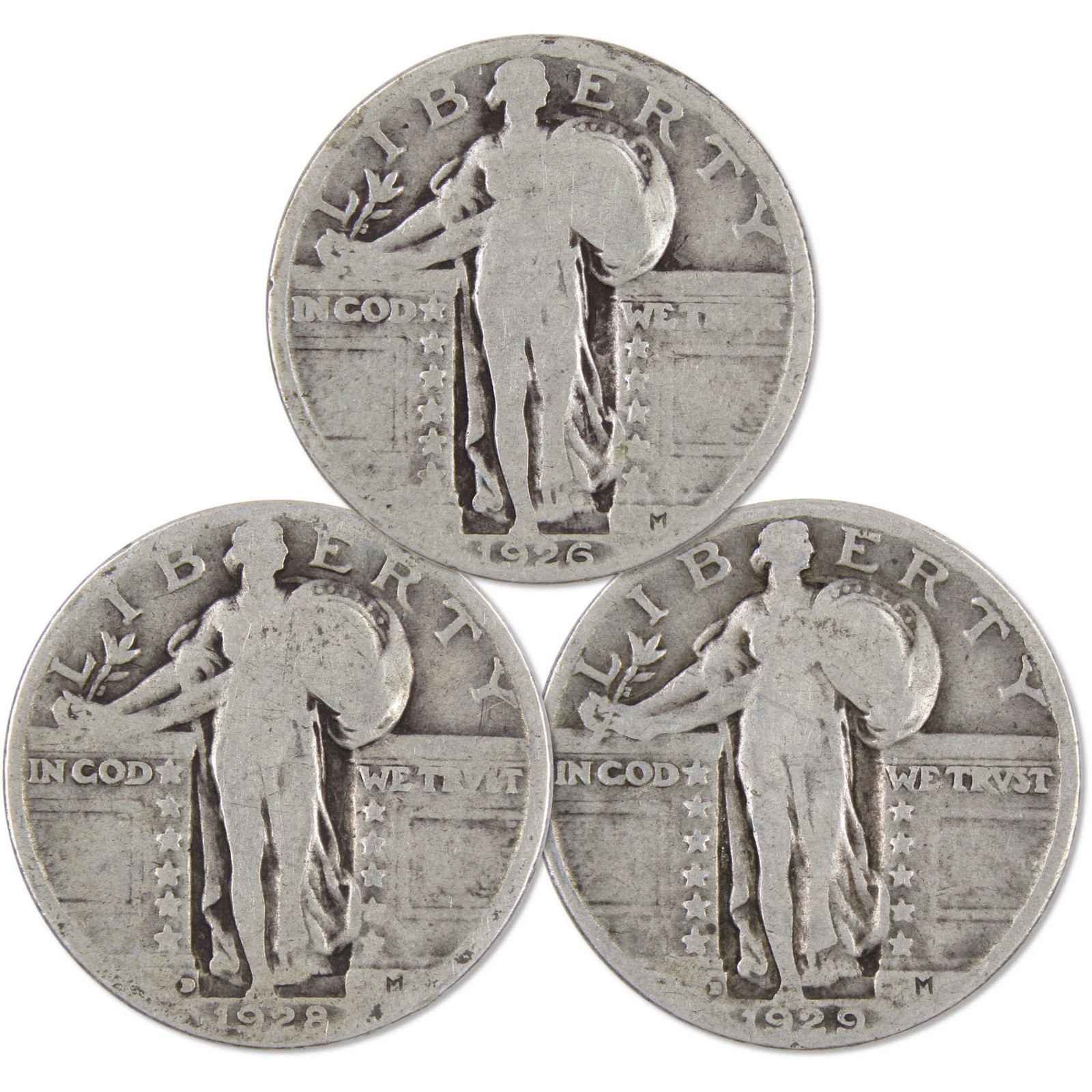 Standing Liberty Silver Quarter 3 Coin PDS All Mint Set Circulated