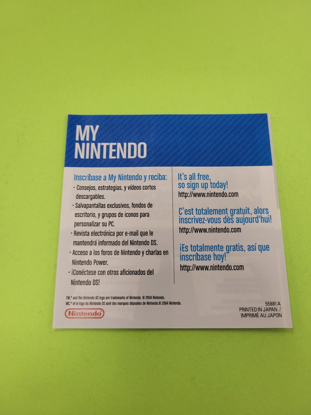 Nintendo Power Subscription HW-NTR-USA Nintendo DS INSERT ONLY Authentic