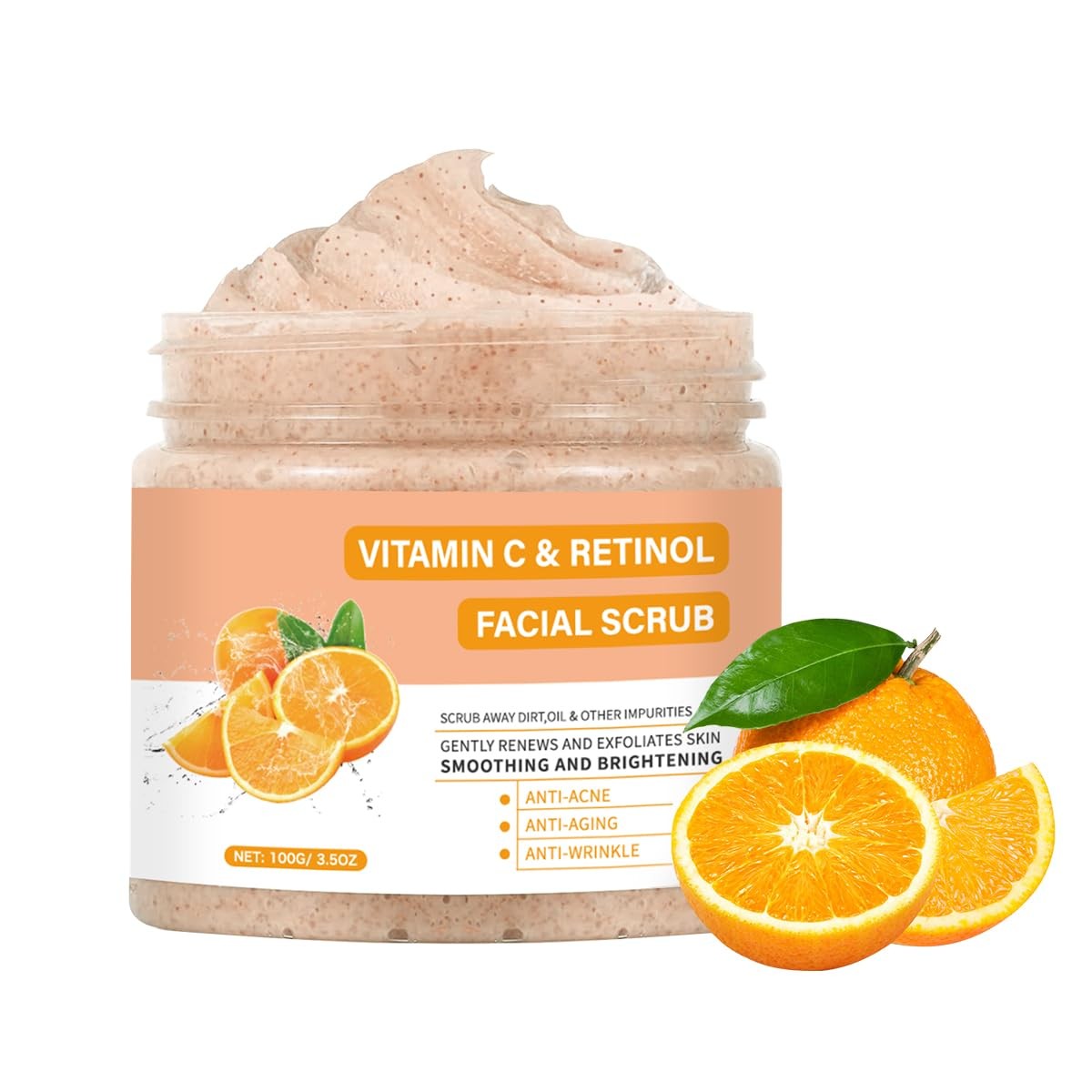 Vitamin C Face Scrub, Exfoliating Facial Wash with Retinol, Facial...