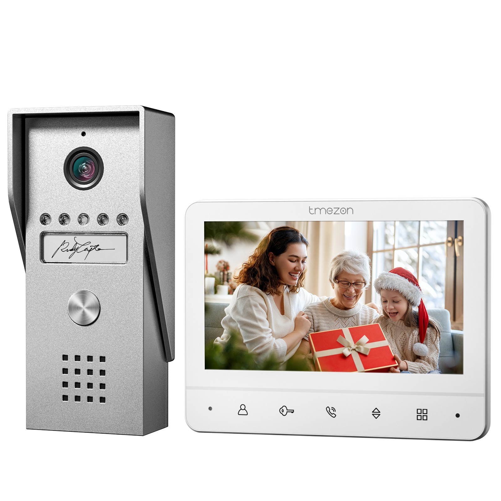 TMEZON Video Intercom System Wired Video Door Phone Doorbell 7 Inches Monitor