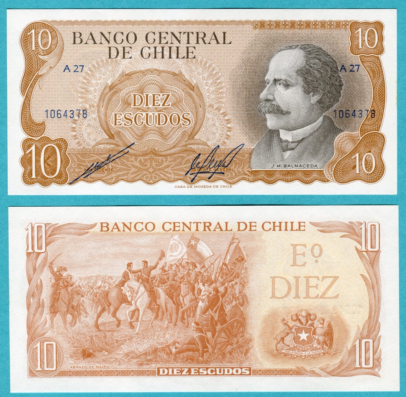 Chile 10 Escudos ND(1967-1975) P143(2) UNC