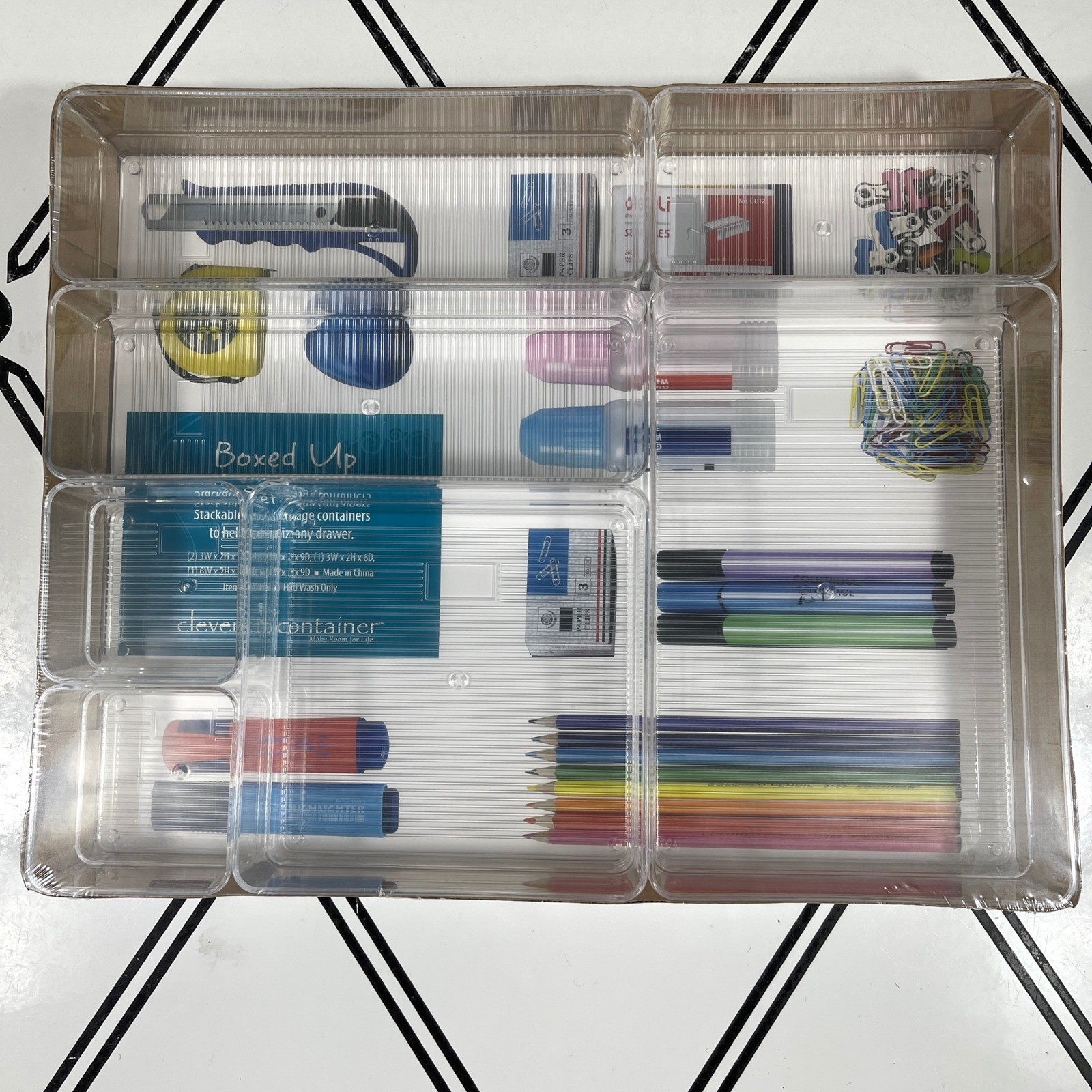 Stackable Drawer Organizer Clear Plastic Office Desk Supply Holder
