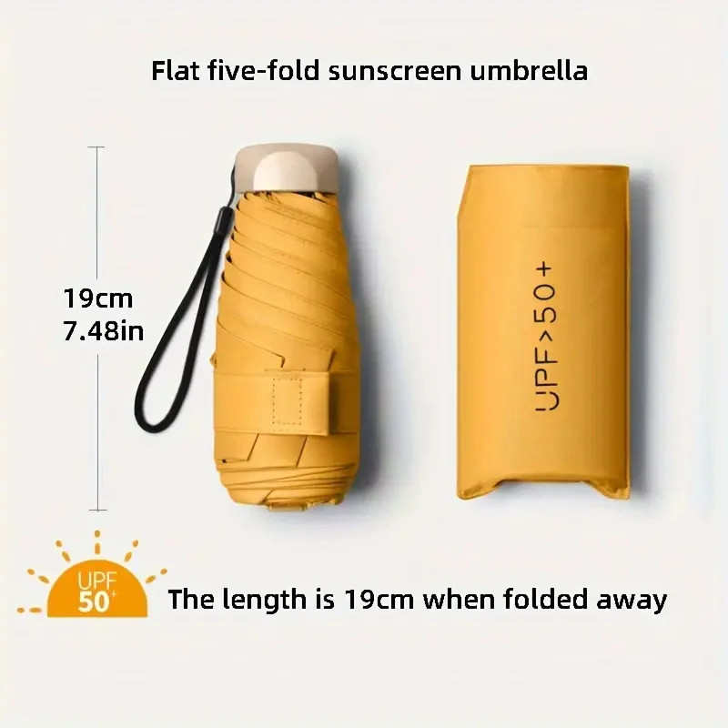 Compact 6-Rib Mini Folding Umbrella - Lightweight, Durable Aluminum Alloy Handle