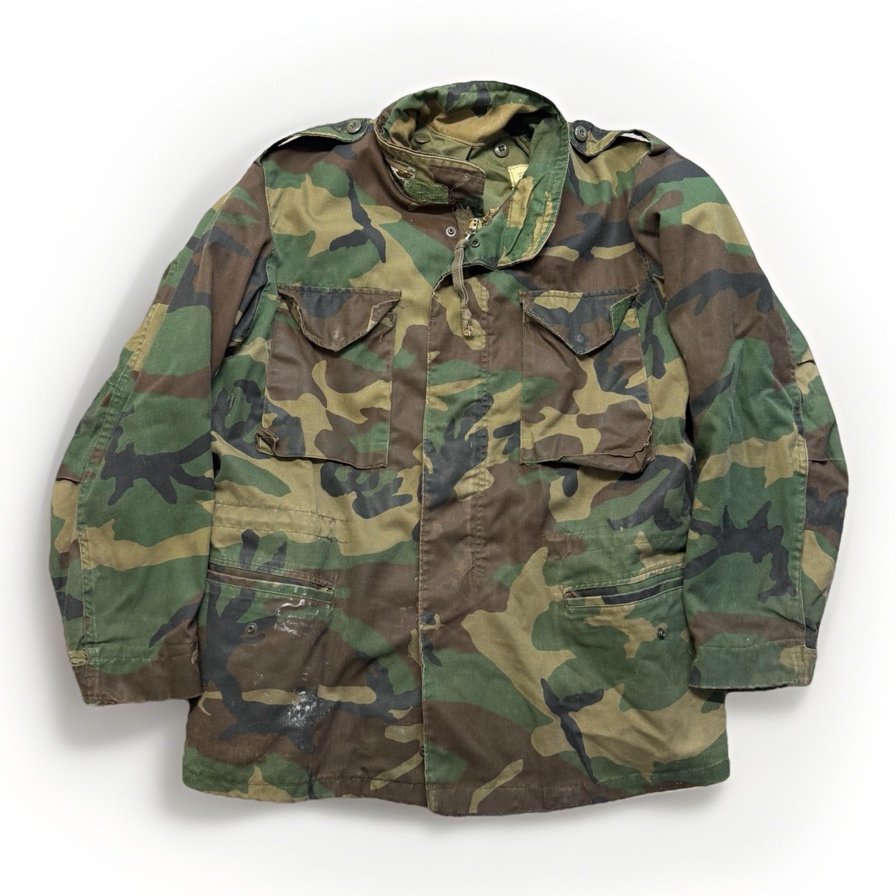 Vintage M65 Field Jacket BDU M81 Woodland Camo Large Cold Weather Heavy Duty