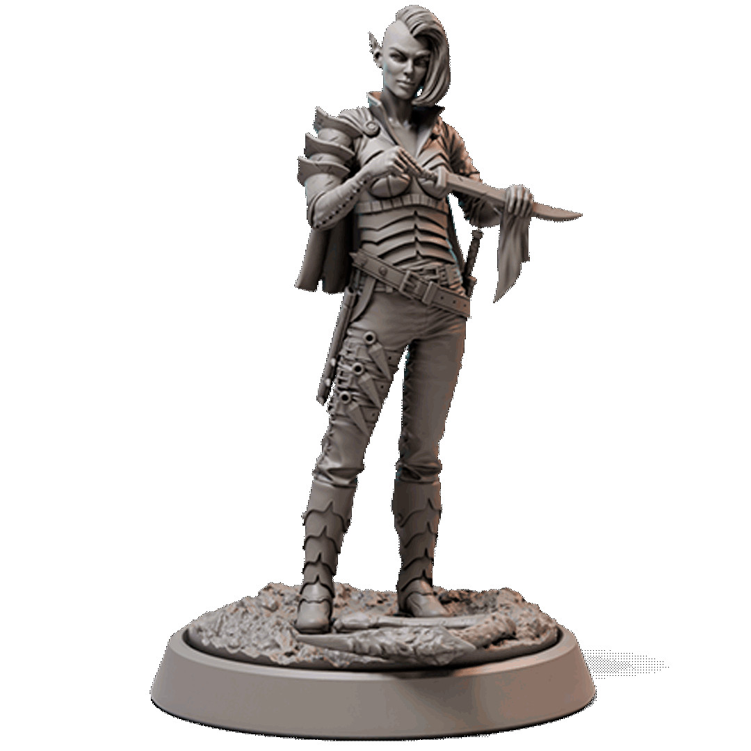 D&D Drow Fighter Shiza 28mm and 32mm Scale Mini TTRPG