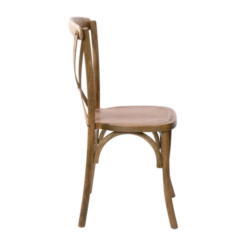 10 PACK Cross Back Dark Natural Wood Restaurant Dining Chair - FREE SEAT CUSHION