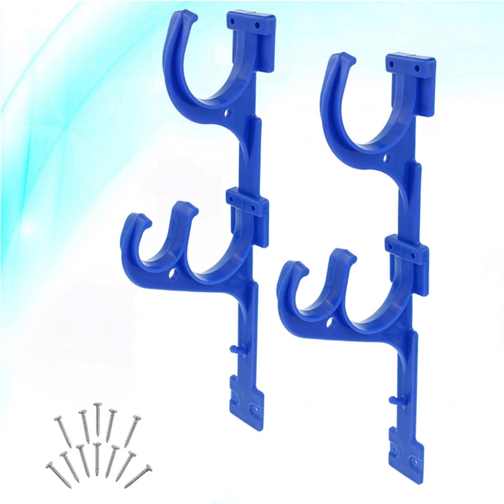 1 Set Blue Reusable Pool Cleaning Tool Hook Plastic Bracket for Home Storage
