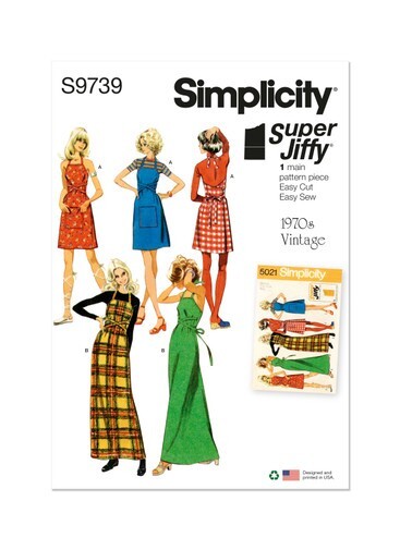 Simplicity S9739 SUPER JIFFY Back Wrap Dress or Jumper 2 Lengths Sz XS-XL UNCUT