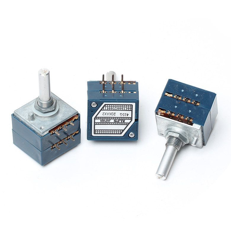 Japan ALPS RK27 Volume Log Potentiometer Dual Audio 2-gang 10K 20K 50K 100K 250K