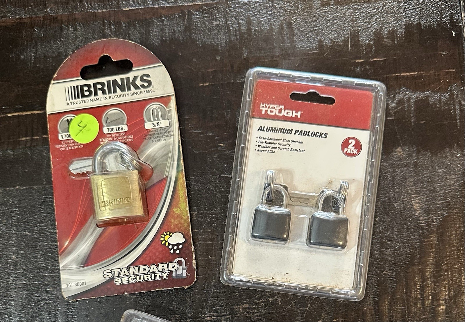 Hyper Tough Aluminum Padlocks 2 Pack / Brinks Brass Body Padlock New Sealed
