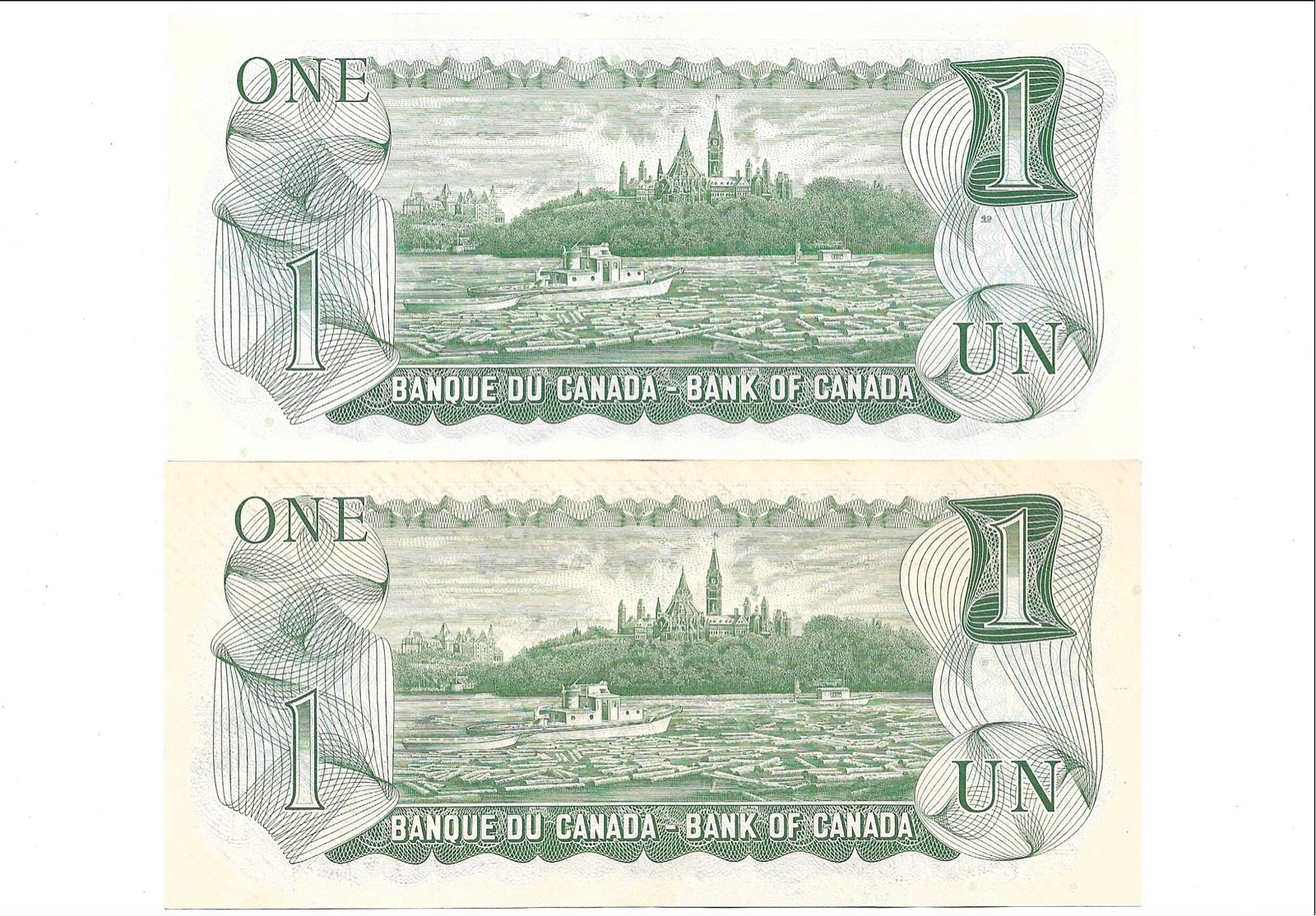 Lot of 2! CRISP UNC! 1973 Canada $1 Bills Canadian Dollars Queen Elizabeth II