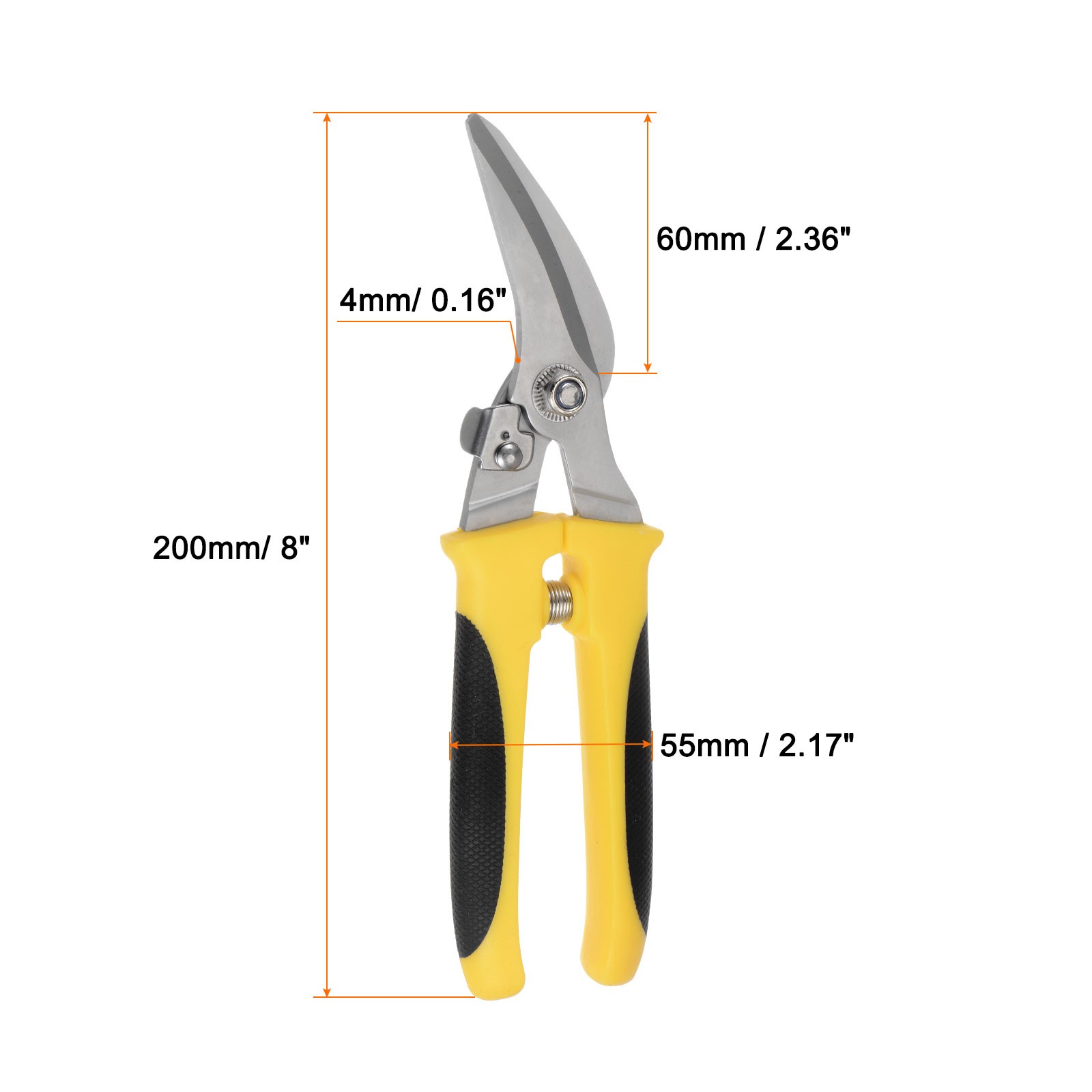 2pcs 8" Curved Industrial Scissors with Black Yellow Handle