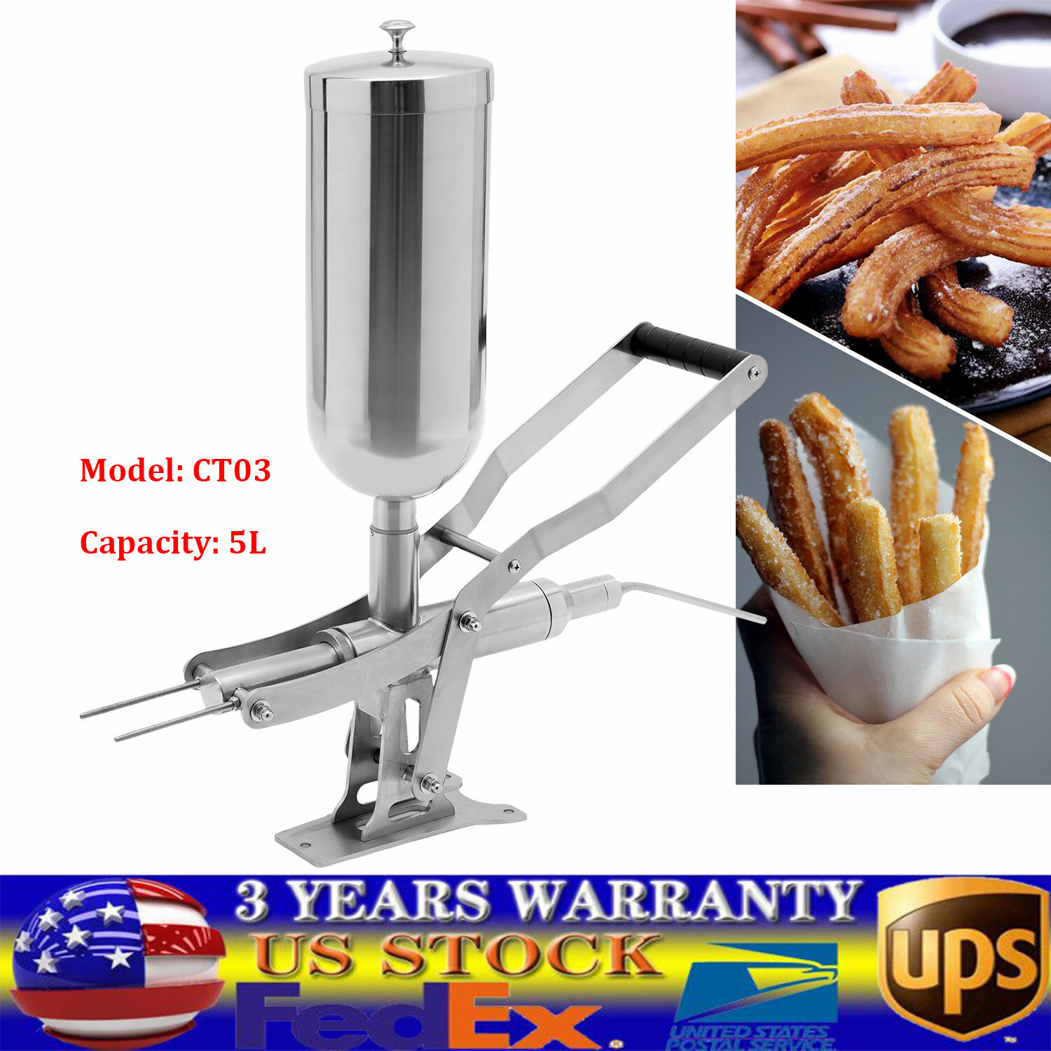 Manual Donut Filler Stainless Steel Latin Fruit Donut Machine 5L Commercial