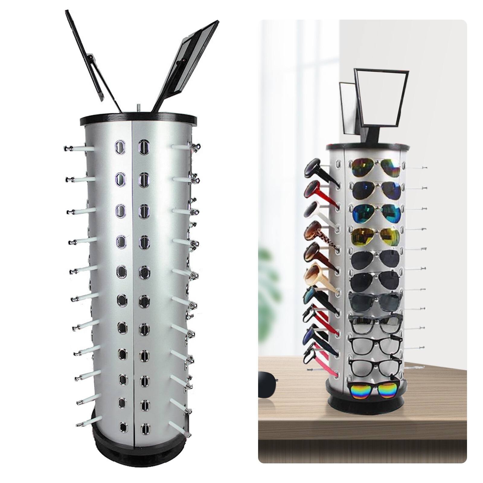 Glasses Rack Holder Sunglasses Display Stand Organizer 360° Rotating 44 Pairs US