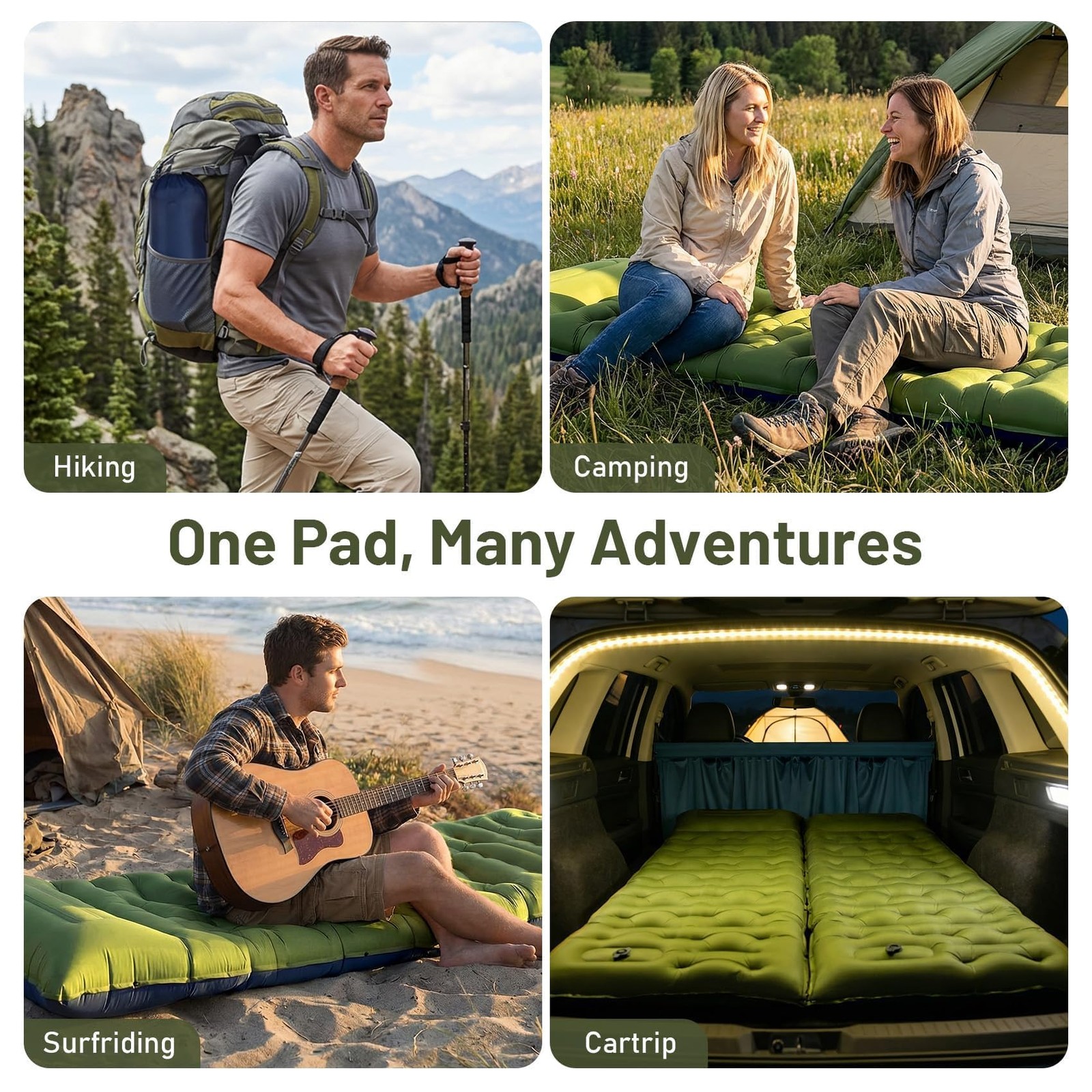 KASBAH Camping Sleeping Pad,Extra Wide 6 inch Thick Inflatable Sleeping Pads wit