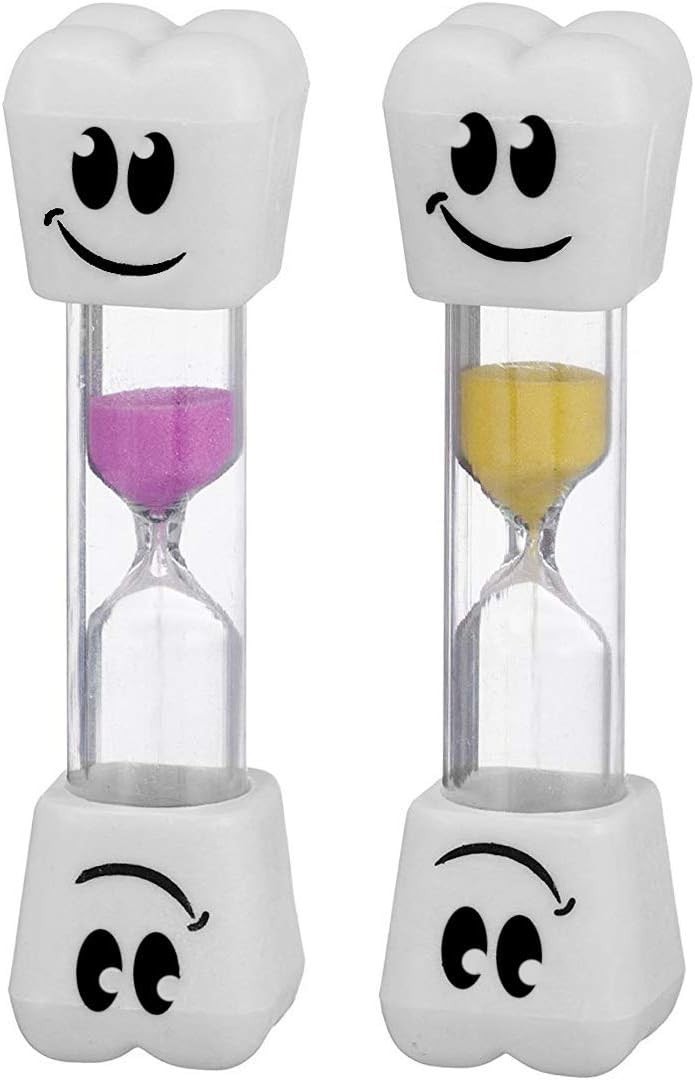 Smile Tooth 2-Minute Sand Timer 2 Pack - Fun Toothbrush Timer for Kids
