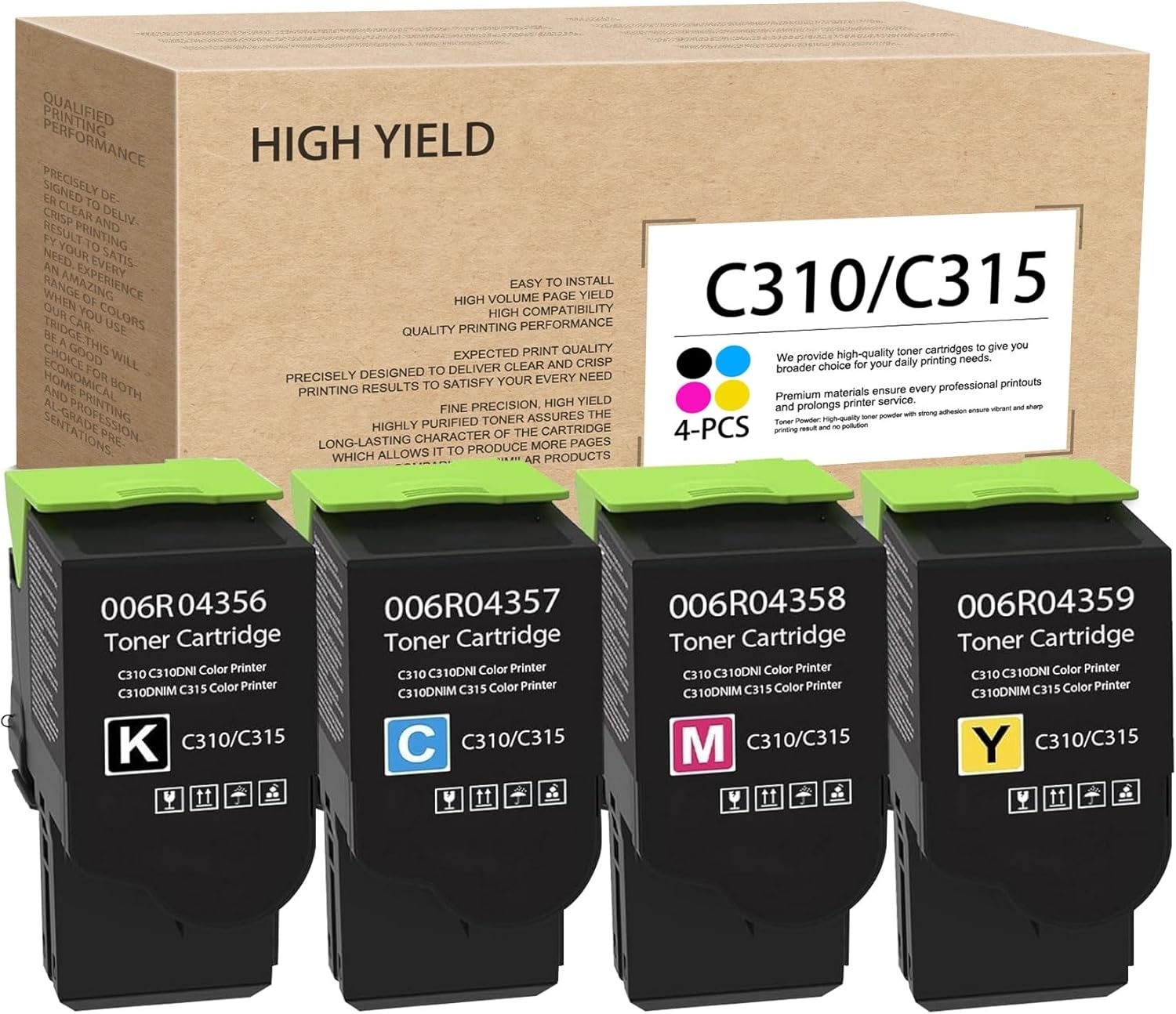 C310/C315 High-Yield Toner for Xerox C315  C315DNI C310DNIM (4PK BK/C/M/Y)