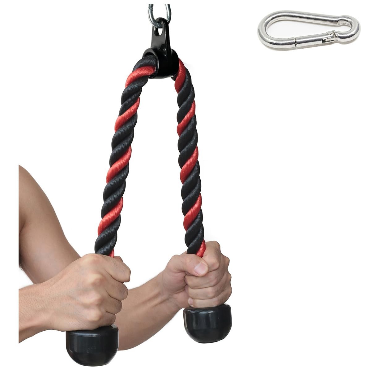 Heavy Duty Tricep Rope Cable Attachment for Pulldown Machines, 36" Black/Red