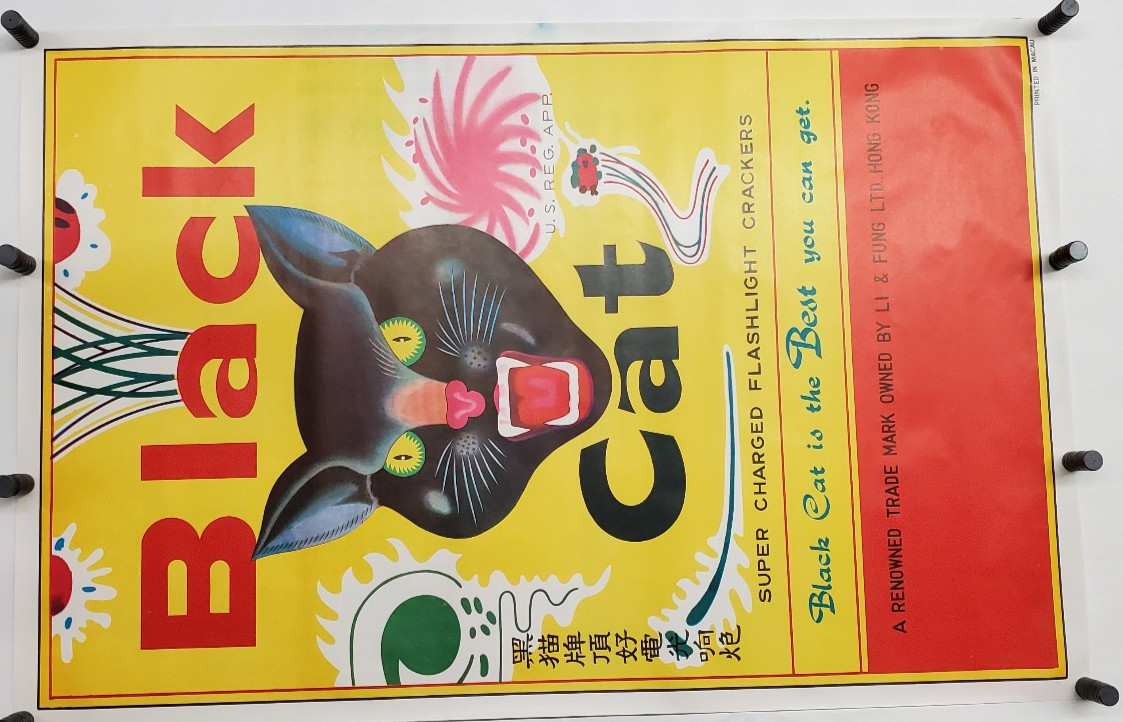 Vintage Li and Fung Black Cat Fireworks 24" x 36" Poster