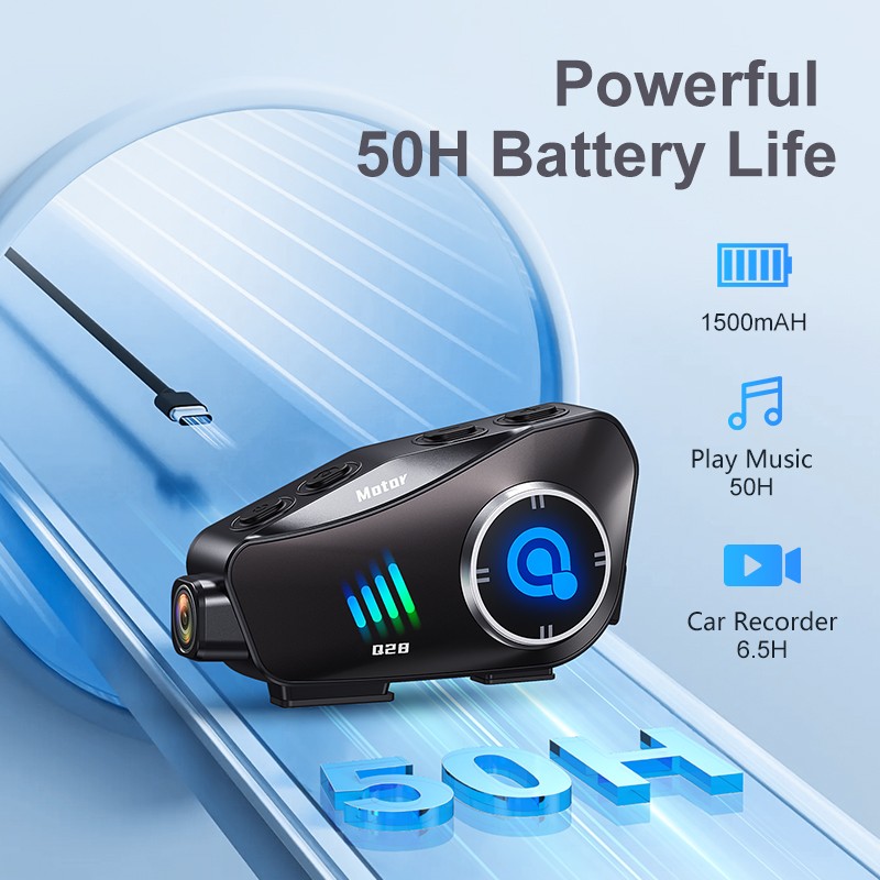 Auriculares BT para casco de motocicleta cámara grabadora de conducción HD 1080P