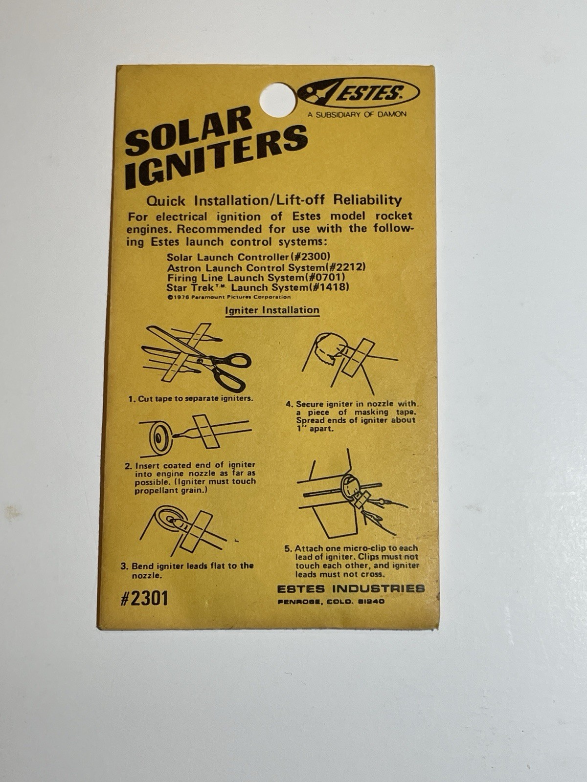 Estes Flying Model Rocket Solar Igniters MIP Sealed In Pack Rocketry