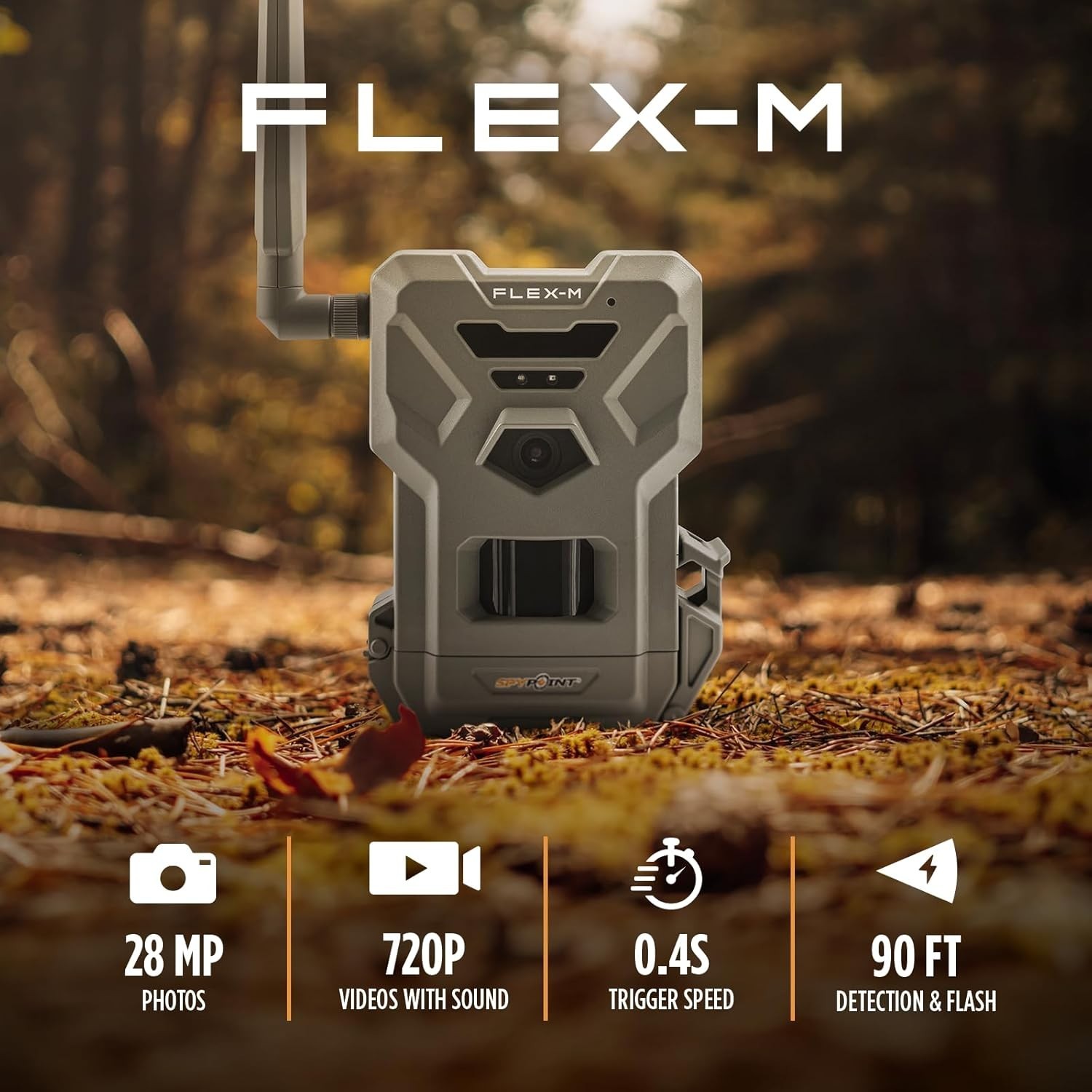 SPYPOINT Flex-M Cellular Trail Camera 28MP LTE Dual-SIM Night Vision Motion Acti