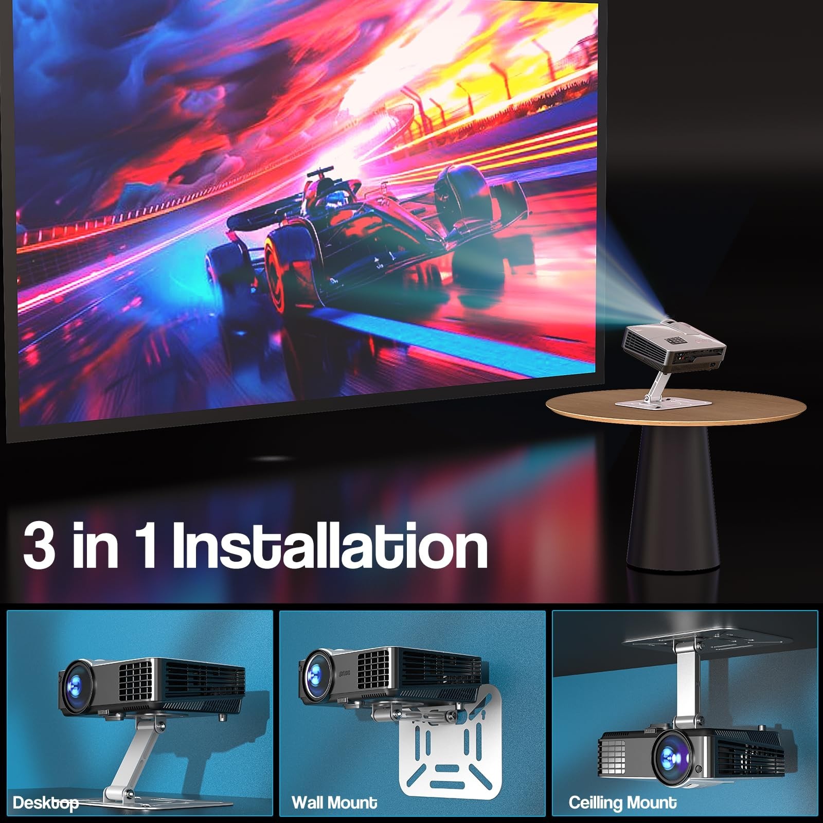 DAWASAPAT Adjustable Projector Stand with 1/4" Screw, Silver Ceiling Mount fo...