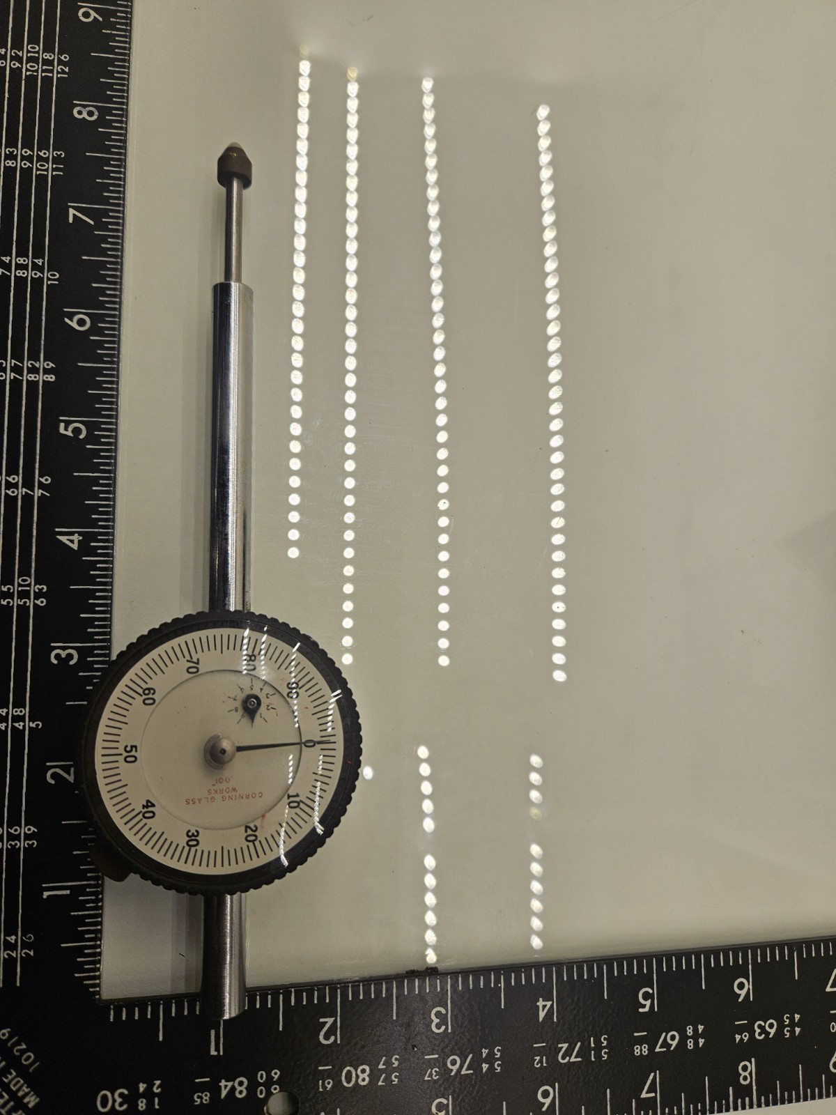 Corning Glass Works Dial Indicator .001" Tool No. 1201-3 Fully Functional