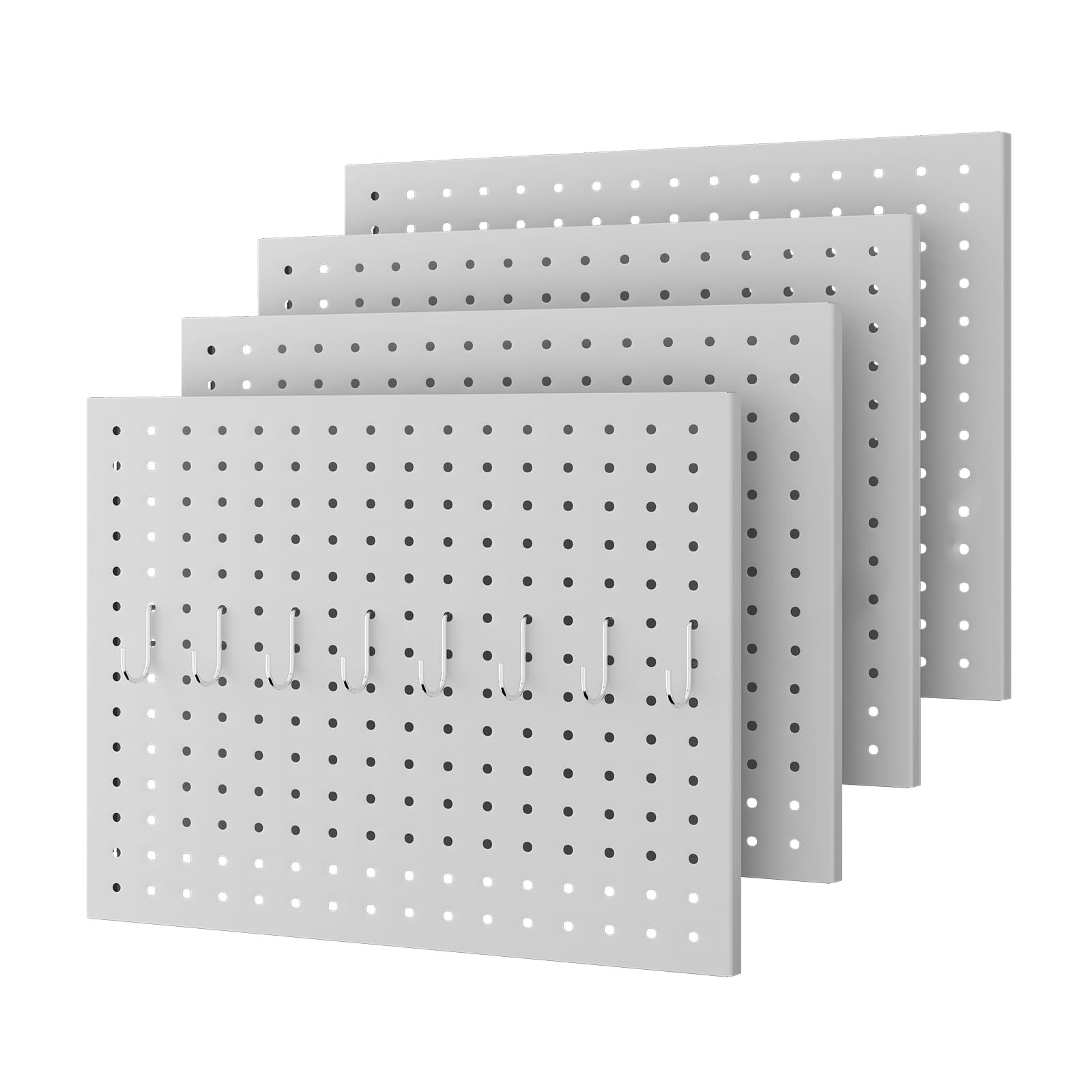 Peg Board,4 Pack Metal Pegboard Panels with 8 Hooks,PegBoard Wall Organizer,1...