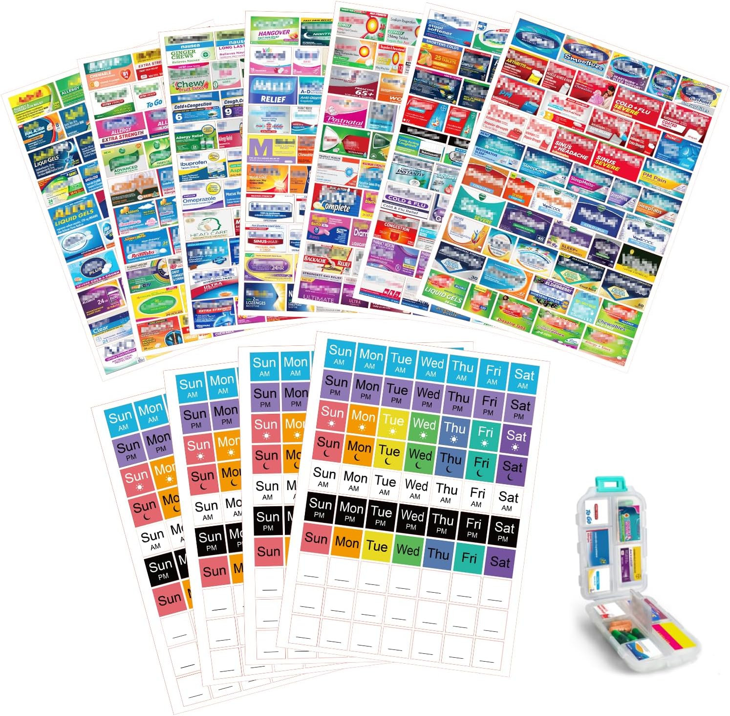 630PCS Medicine Label Stickers for Pill Organizer & Reminder Travel Pill Box Tag