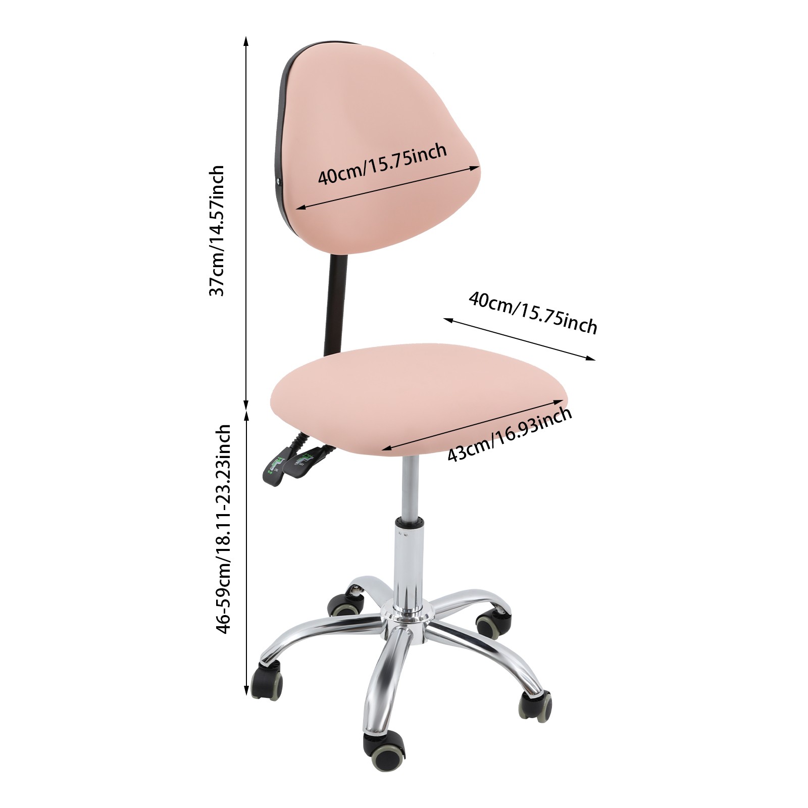 Ergonomic Rolling Stool Chair w/Backrest, Adjustable Saddle Chair Stool w/Wheels