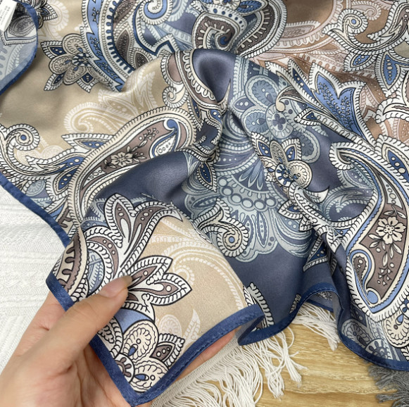 100% Silk Mulberry Scarf Neckerchief 53X53cm Bandanna Shawl paisley Print wrap