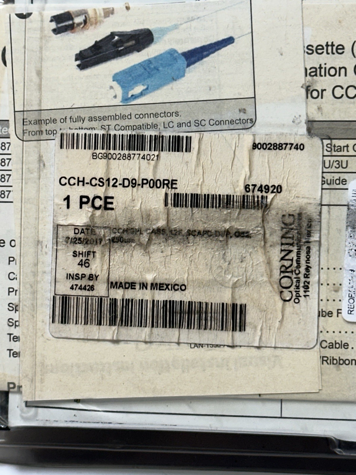 Corning CCH-CS12-D9-P00RE Splice Cassette (please See Pics)