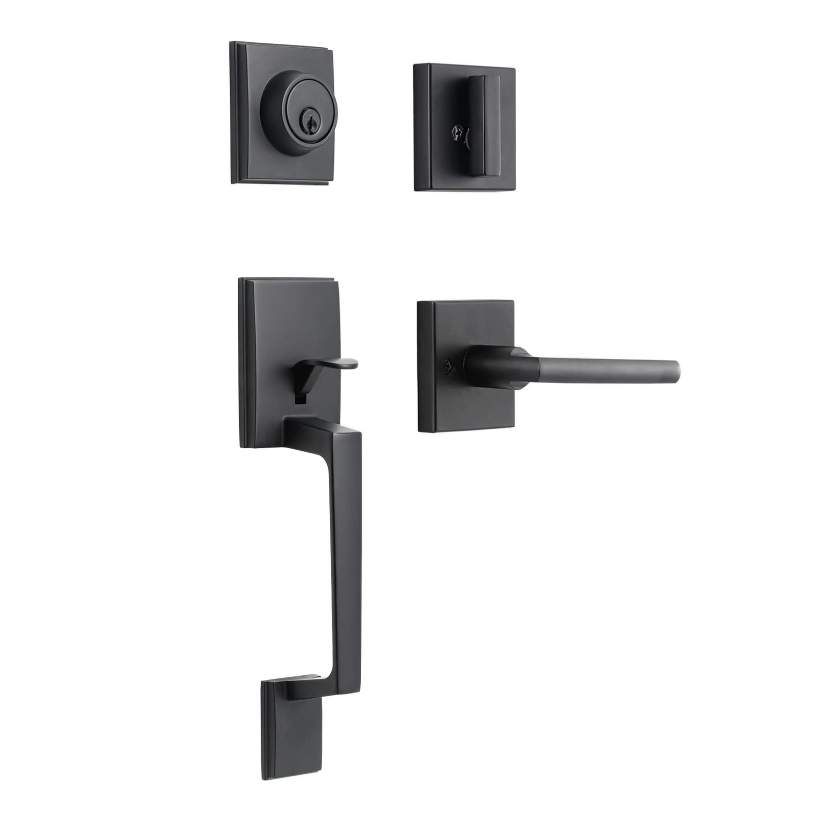 KIAYACI Front Door Lock Set Black Door Handle Front Door Handle Sets with Dea...