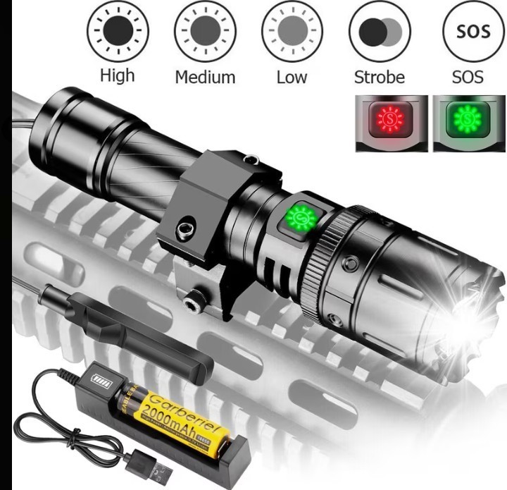 Tactical Rifle Light - Bright Rechargeable And Easy To Mount - Tail Switch Inclu
